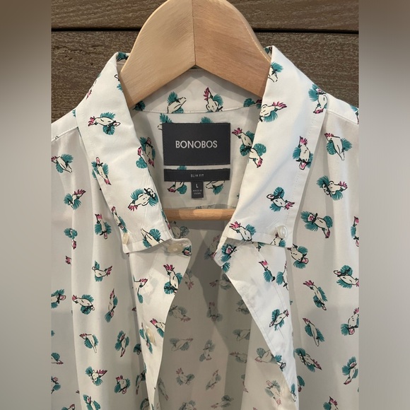 BONOBOS Slim Fit Short Sleeve Button-Up Shirt Size Large - Picture 2 of 3